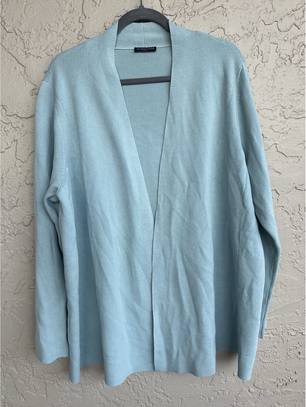 Eileen Fisher Woman Light Blue Silk Open Front Cardigan 3X?